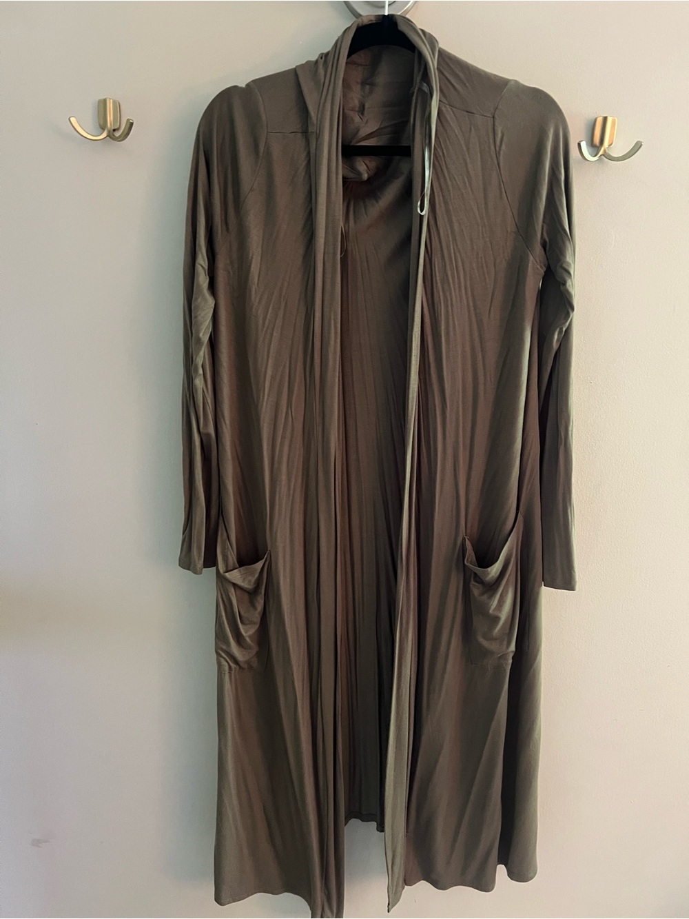 Women’s Long Open-Cardigan - Olive Brown